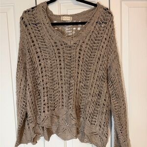 Altar'd State Taupe V-Neck Sweater Size L
